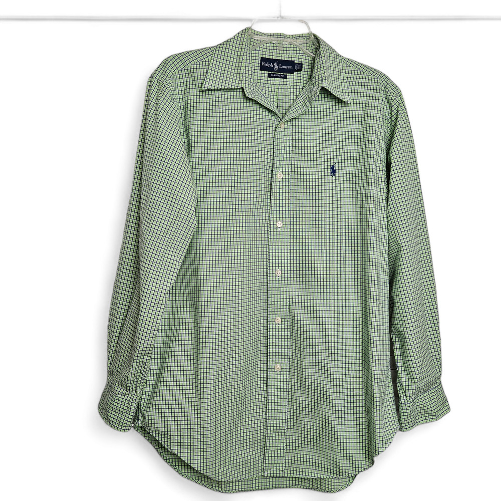 Ralph Lauren Men's Classic Fit Green Purple Cotton Button Down Shirt